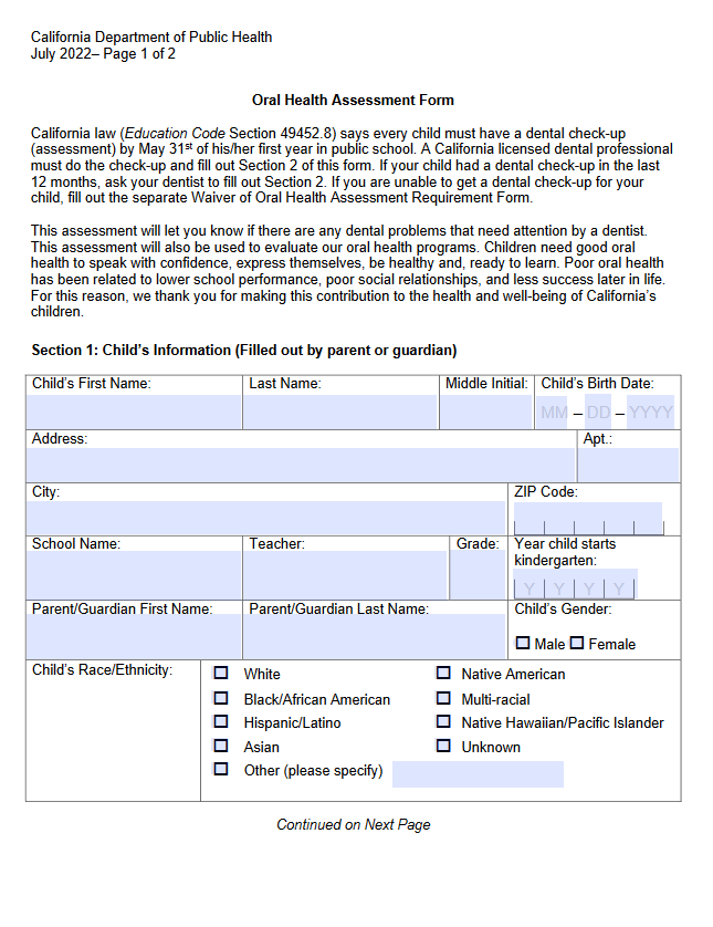 System For California Oral Health Reporting Scohr California Oral Health Technical 4988